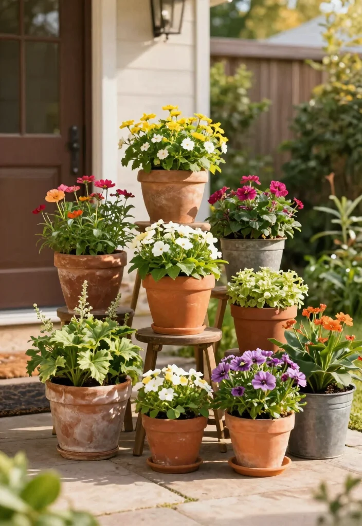 17 Landscaping Small Front Yard Ideas That Maximize Space - 2. Container Gardening: Flexibility at Its Best 1