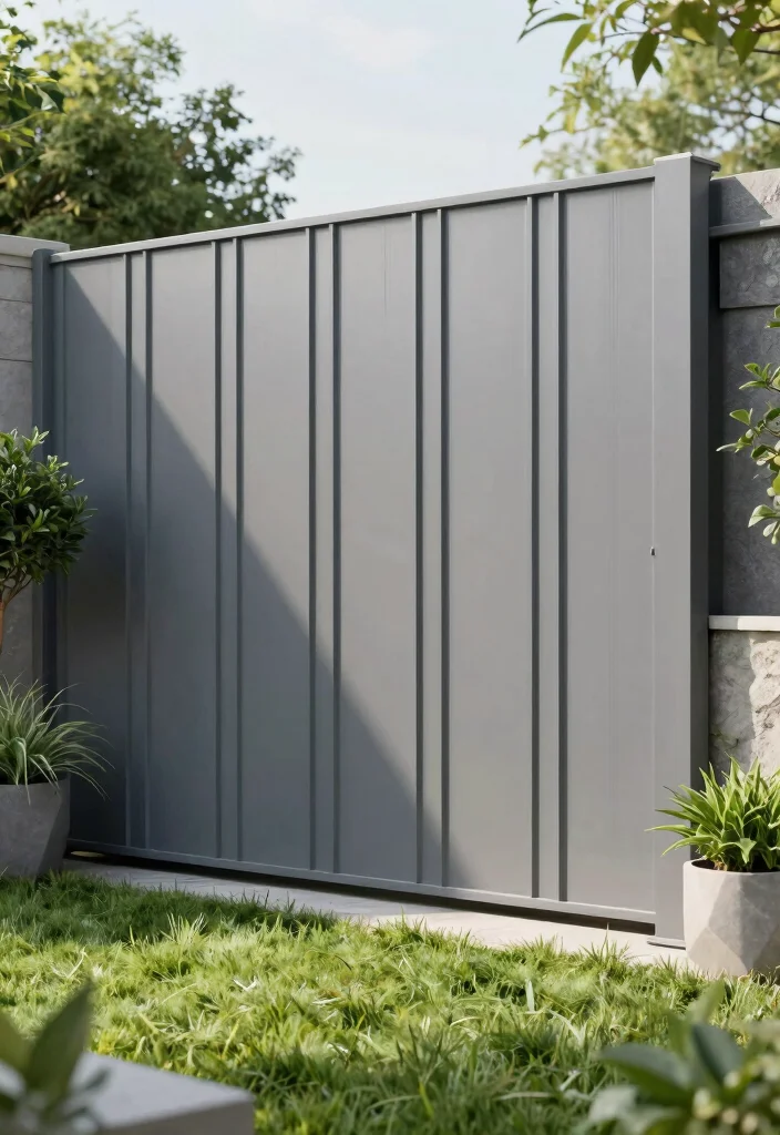 17 Metal Panel Fence Ideas With Contemporary Style - 1. Minimalist Vertical Panels 1