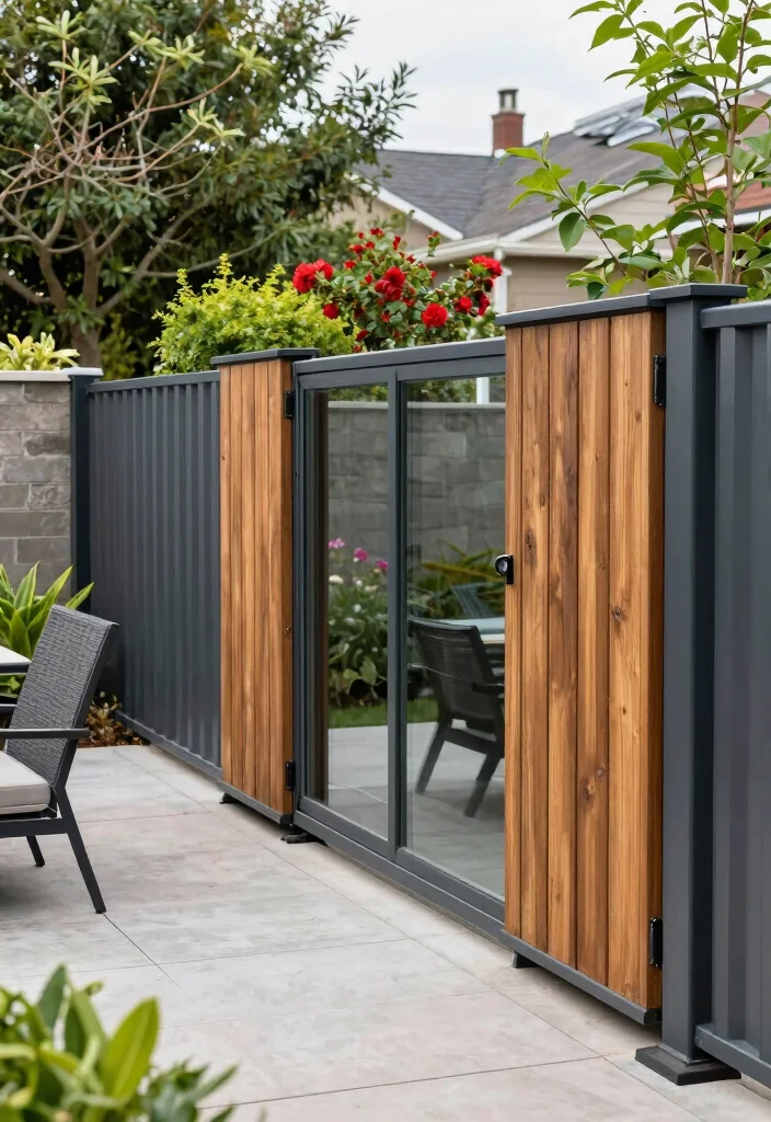 17 Metal Panel Fence Ideas With Contemporary Style - 13. Mixed Materials 1