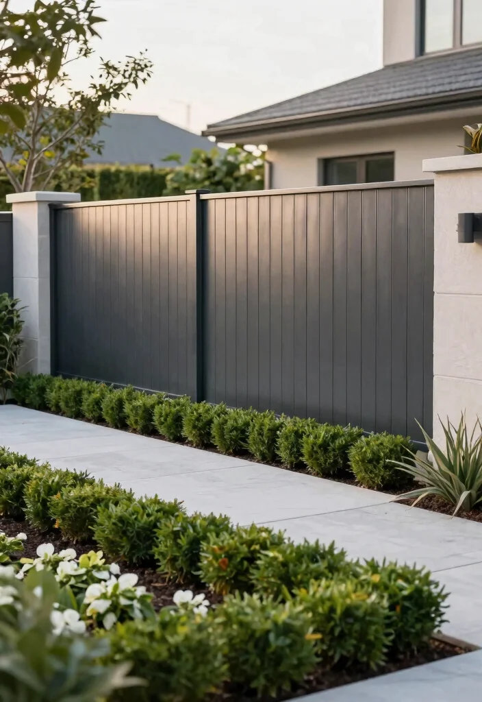 17 Metal Panel Fence Ideas With Contemporary Style - 16. Modern Elegance 1