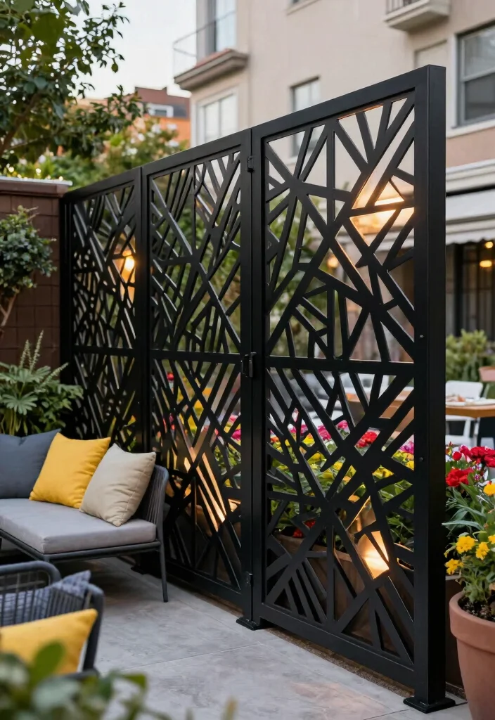 17 Metal Panel Fence Ideas With Contemporary Style - 2. Geometric Patterns 1