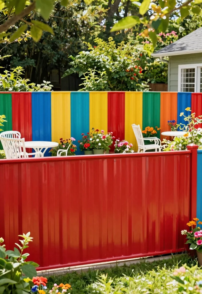 17 Metal Panel Fence Ideas With Contemporary Style - 5. Colorful Coatings 1