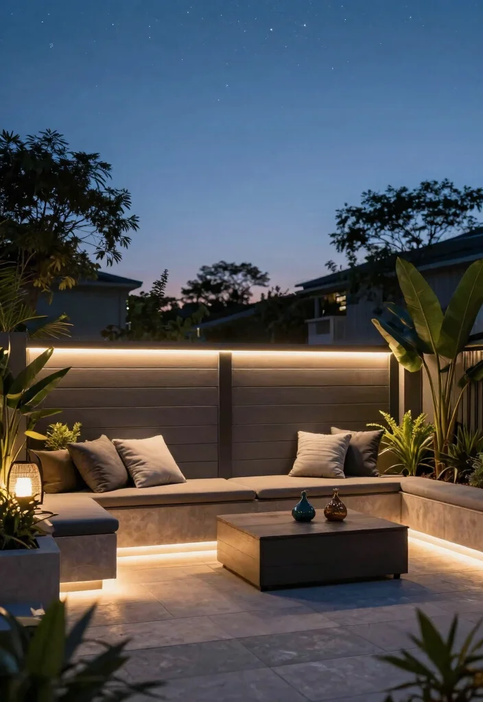 17 Metal Panel Fence Ideas With Contemporary Style - 6. Integrated Lighting 1