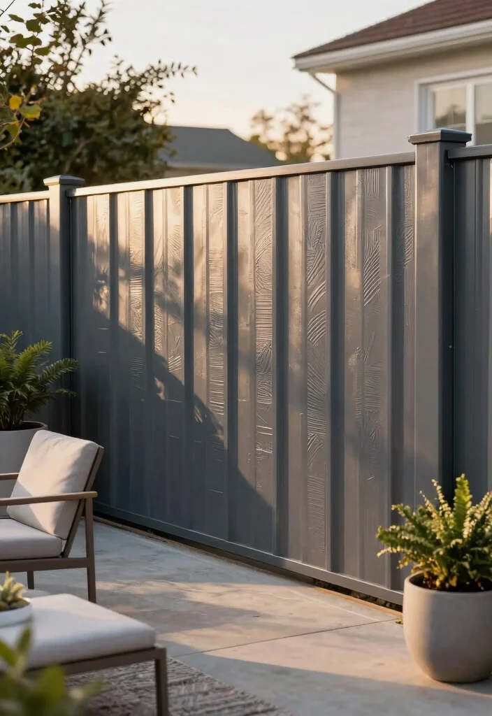 17 Metal Panel Fence Ideas With Contemporary Style - 7. Textured Finishes 1