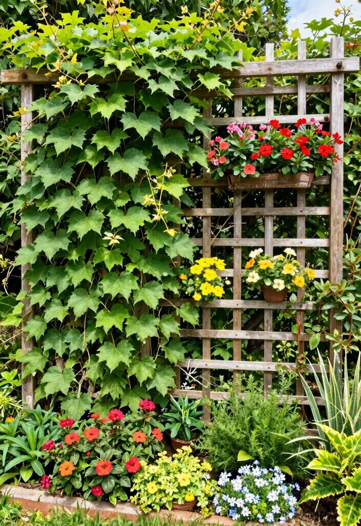 17 Muscadine Trellis Ideas With Rustic Vineyard Vibes - 11. The Trellis Wall Garden 1