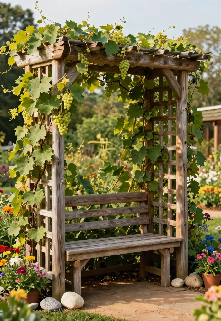 17 Muscadine Trellis Ideas With Rustic Vineyard Vibes - 15. The Rustic Corner Trellis 1