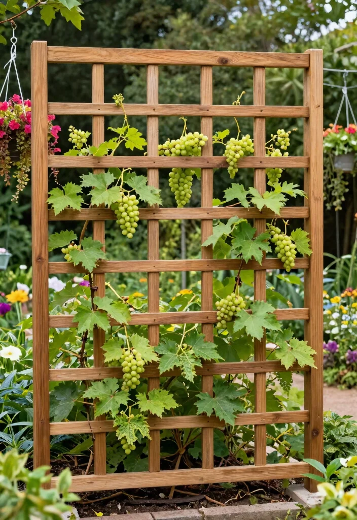 17 Muscadine Trellis Ideas With Rustic Vineyard Vibes - 16. The Elegant Grid Trellis 1