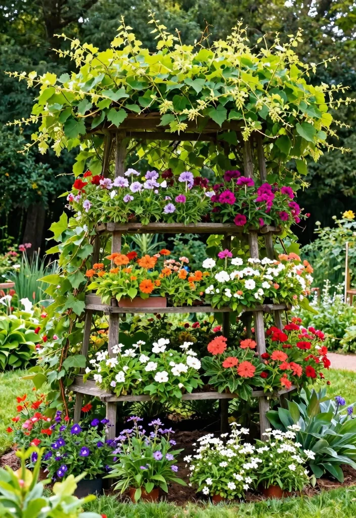 17 Muscadine Trellis Ideas With Rustic Vineyard Vibes - 17. The Multi-Layered Trellis 1