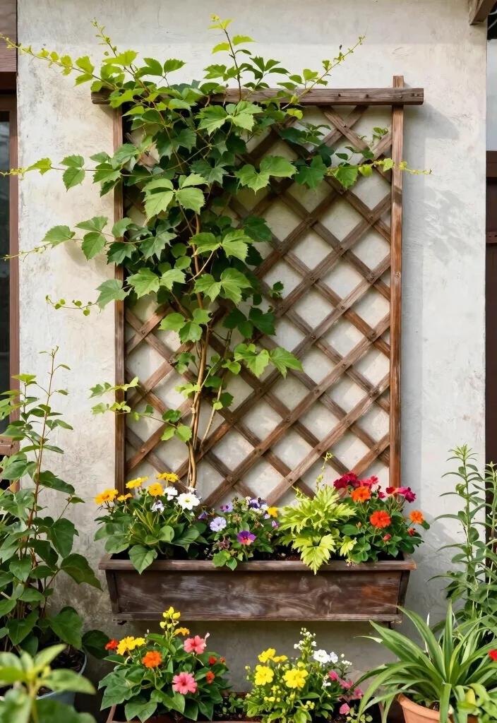17 Muscadine Trellis Ideas With Rustic Vineyard Vibes - 7. The Rustic Wall-Mounted Trellis 1