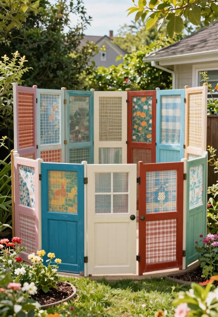 17 Temporary Privacy Fence Ideas That Look Stylish - 10. Repurposed Screens or Doors 1