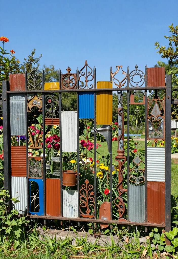17 Temporary Privacy Fence Ideas That Look Stylish - 7. Upcycled Metal Fencing 1