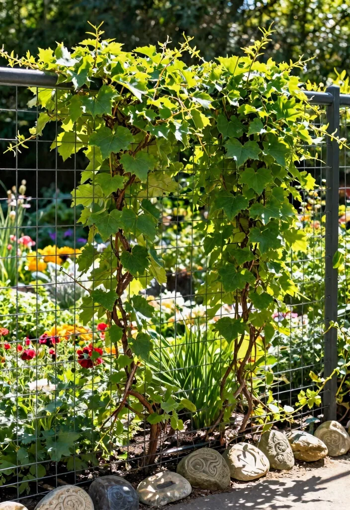 17 Temporary Privacy Fence Ideas That Look Stylish - 9. Wire Fencing with Climbing Plants 1