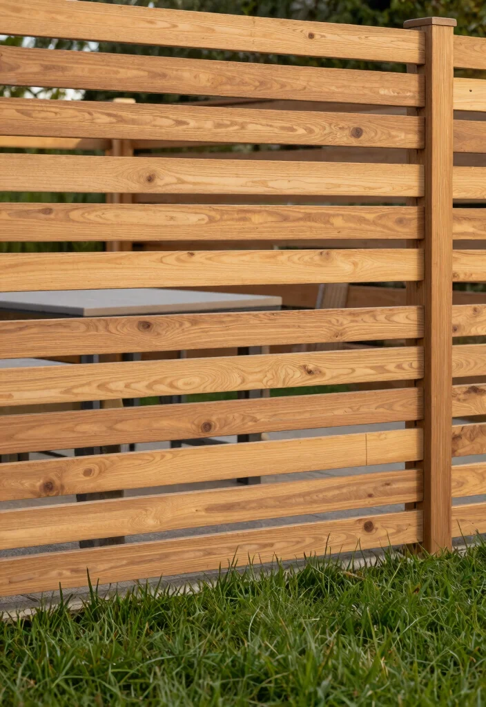 18 Cedar Fence Ideas With Classic Warm Tone - 2. Horizontal Slatted Design 1