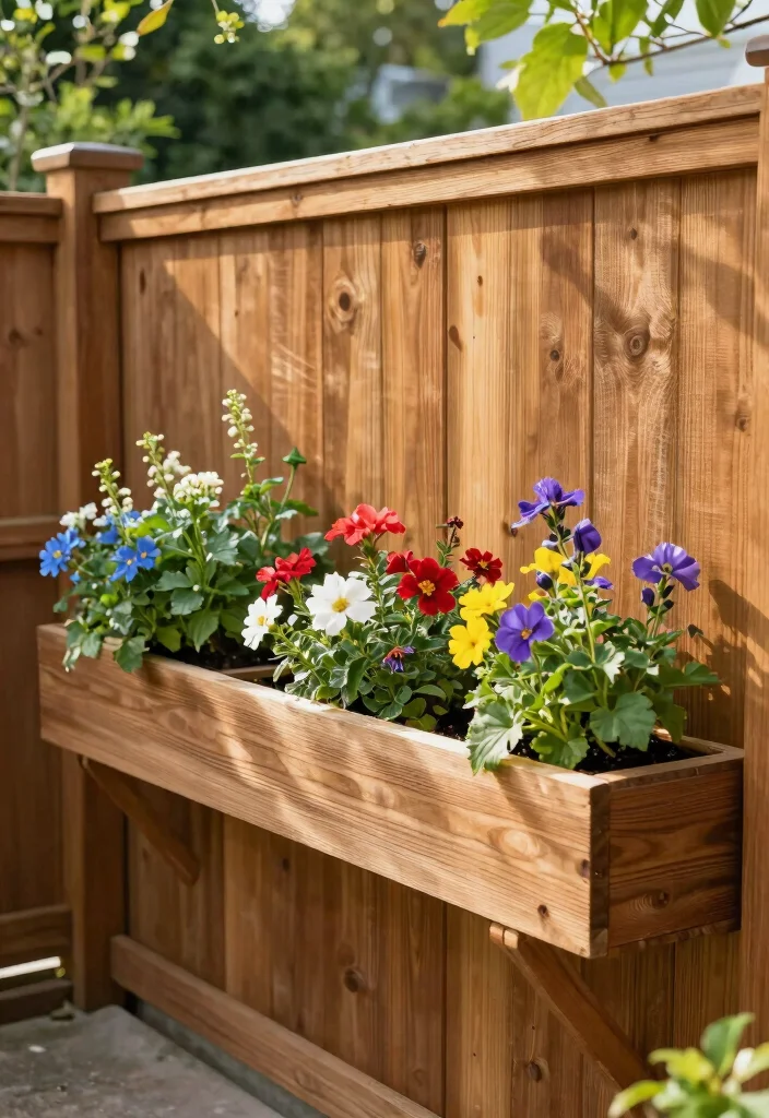 18 Cedar Fence Ideas With Classic Warm Tone - 4. Privacy Fence with Built-in Planters 1