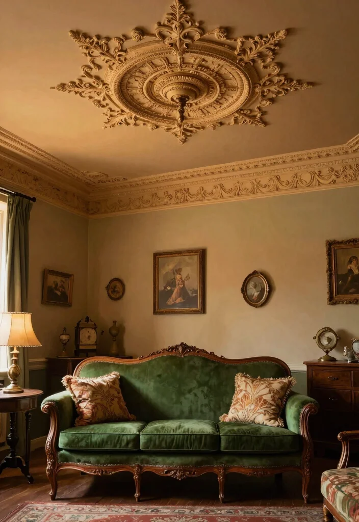 18 Drawing Room Pop Ceiling Design Ideas With Statement Detail - 16. Vintage Style for a Classic Touch 1