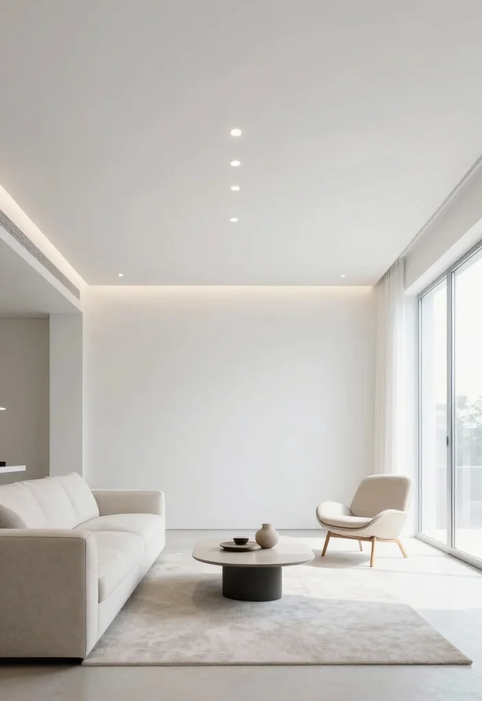 18 Drawing Room Pop Ceiling Design Ideas With Statement Detail - 3. Minimalist White Ceilings with Hidden Lighting 1