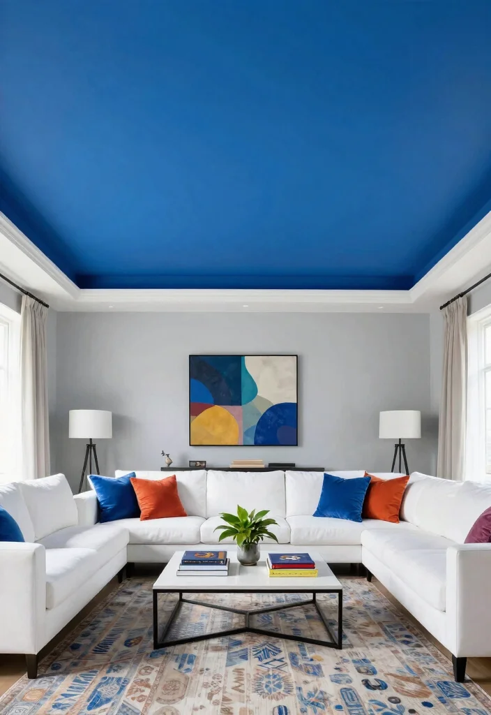 18 Drawing Room Pop Ceiling Design Ideas With Statement Detail - 4. Bold Colors for a Vibrant Statement 1