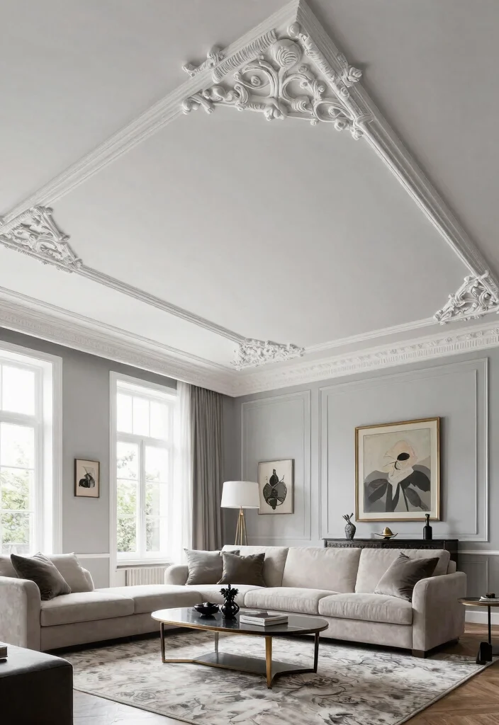 18 Drawing Room Pop Ceiling Design Ideas With Statement Detail - 6. Intricate Moldings for Classic Elegance 1