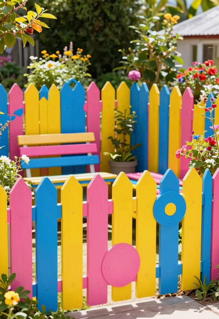 18 Fence Grill Design Modern Ideas With Bold Patterns - 14. Playful Color Pops 1