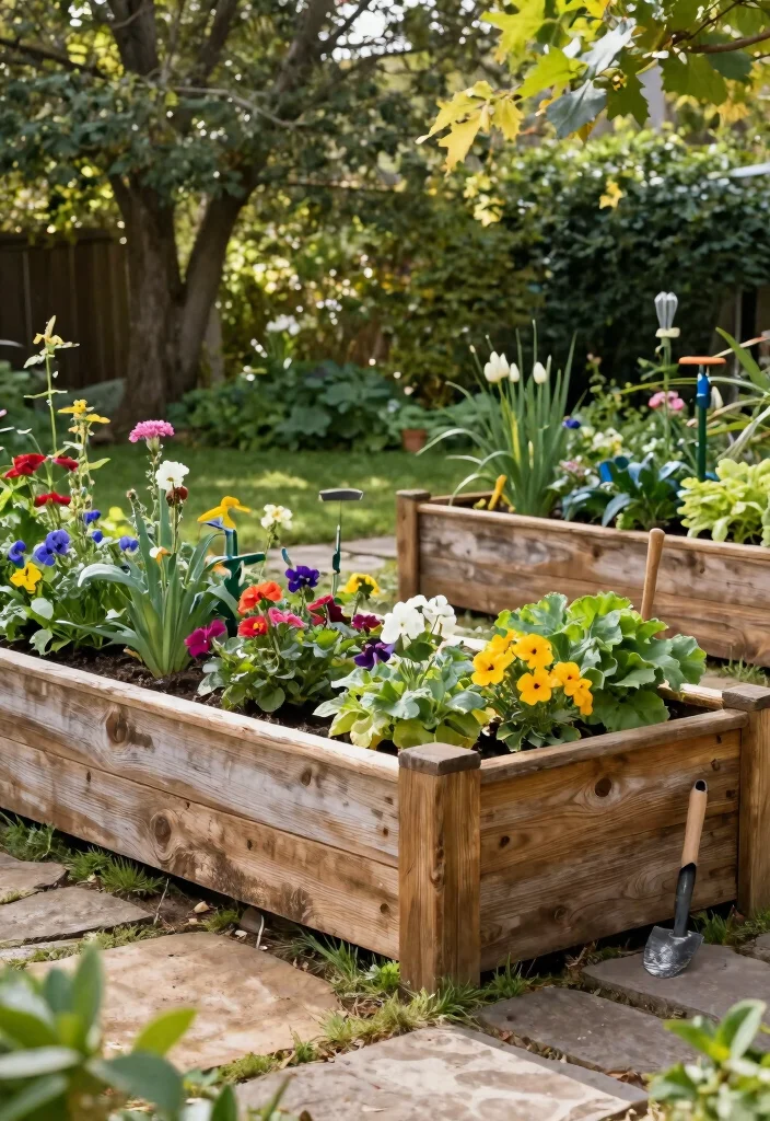 18 Garden Design Raised Beds Ideas With Organized Beauty - 2. Rustic Wooden Raised Beds 1
