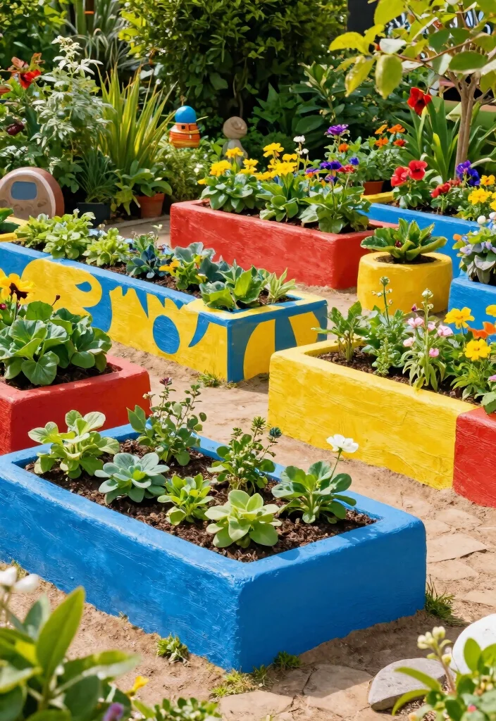 18 Garden Design Raised Beds Ideas With Organized Beauty - 6. Colorful Raised Bed Designs 1