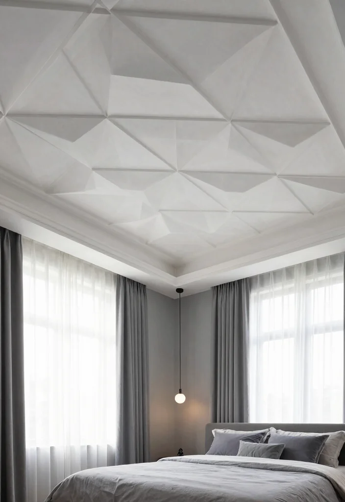 18 Gypsum Ceiling Design Bedroom Modern Ideas With Clean Finish - 1. Geometric Elegance 1