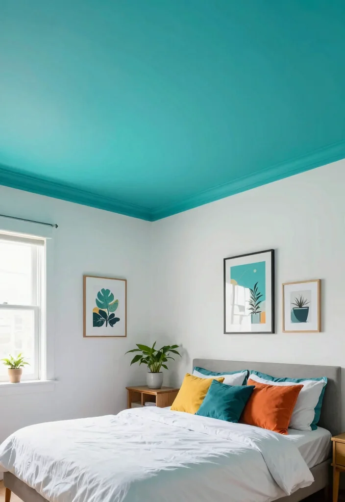 18 Gypsum Ceiling Design Bedroom Modern Ideas With Clean Finish - 12. Colorful Ceilings 1