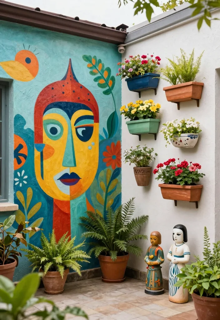 18 Living Room Terrace Ideas That Blend Indoors & Out - 10. Artistic Wall Décor 1