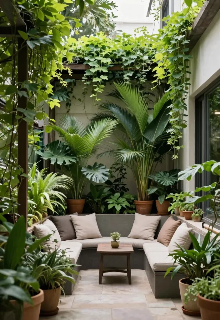 18 Living Room Terrace Ideas That Blend Indoors & Out - 12. Privacy with Plants 1