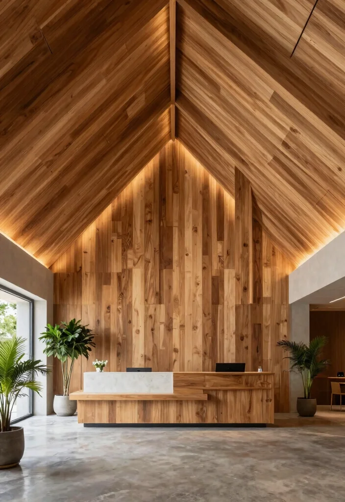 18 Lobby Ceiling Design 2026 Trending Ideas That Make a Grand First Impression - 1. Eco-Friendly Wood Panels 1
