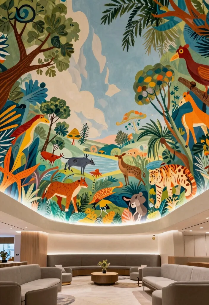 18 Lobby Ceiling Design 2026 Trending Ideas That Make a Grand First Impression - 5. Artistic Ceiling Mural 1