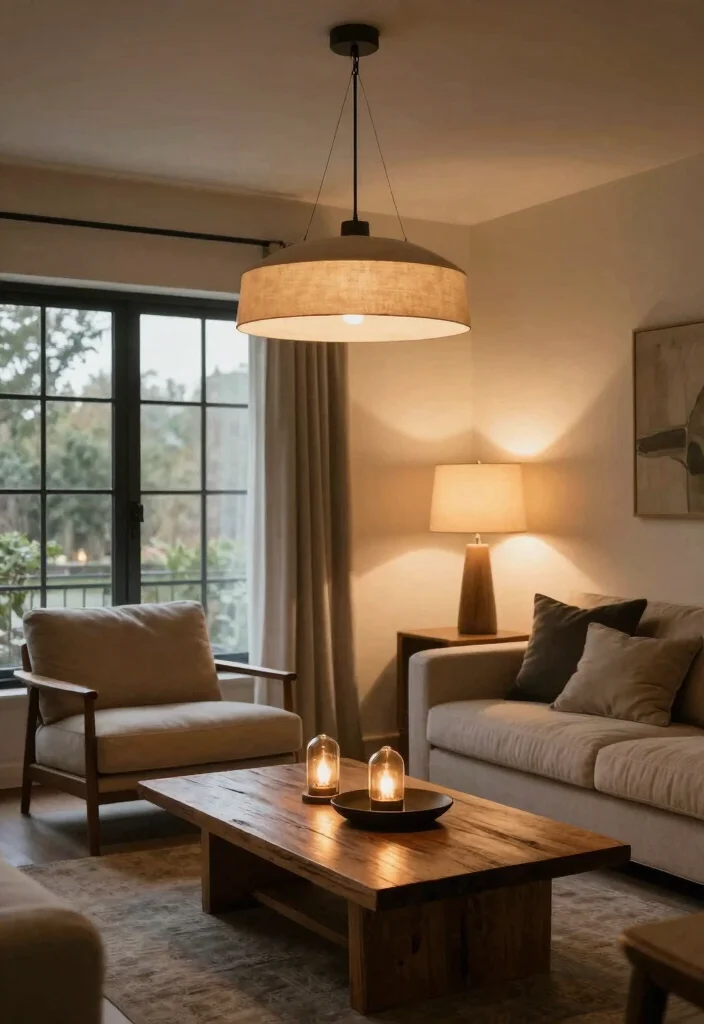 18 Modern Farmhouse Living Room Ideas With Warm Minimal Vibes 11 18 Modern Farmhouse Living Room Ideas With Warm Minimal Vibes - 11. Layered Lighting 1