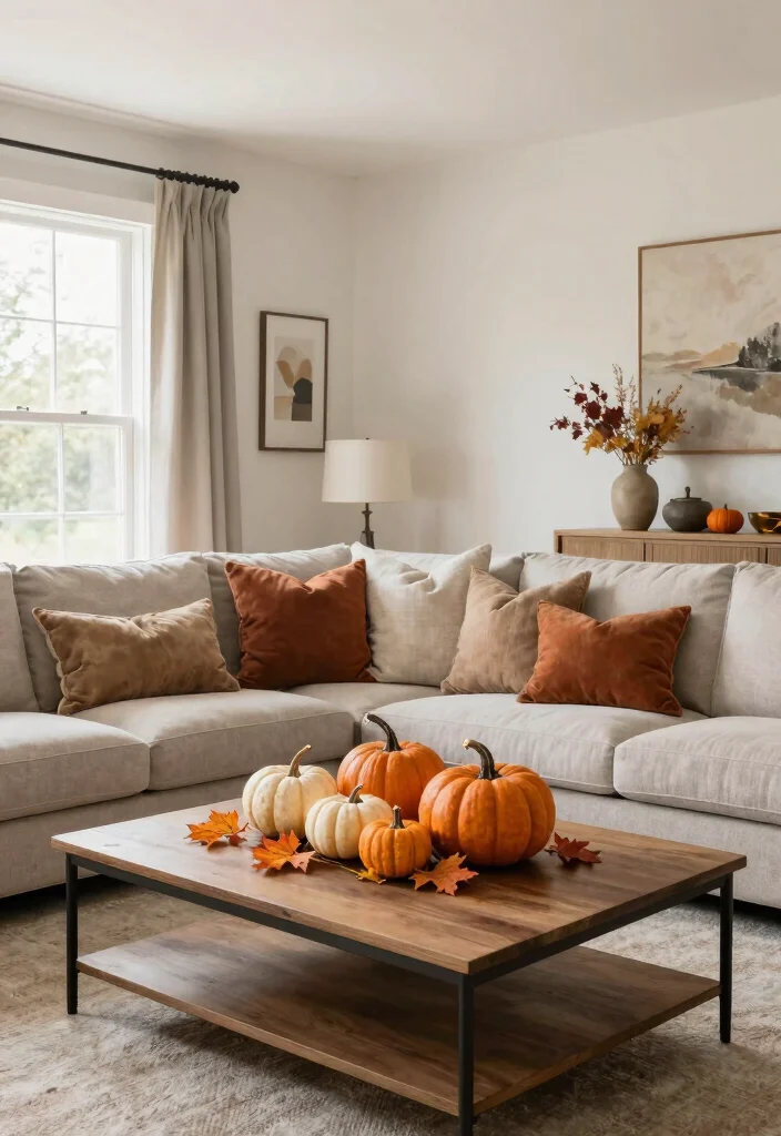 18 Modern Farmhouse Living Room Ideas With Warm Minimal Vibes 17 18 Modern Farmhouse Living Room Ideas With Warm Minimal Vibes - 17. Seasonal Decor 1