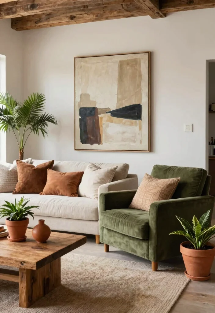 18 Modern Farmhouse Living Room Ideas With Warm Minimal Vibes 8 18 Modern Farmhouse Living Room Ideas With Warm Minimal Vibes - 8. Earthy Color Accents 1