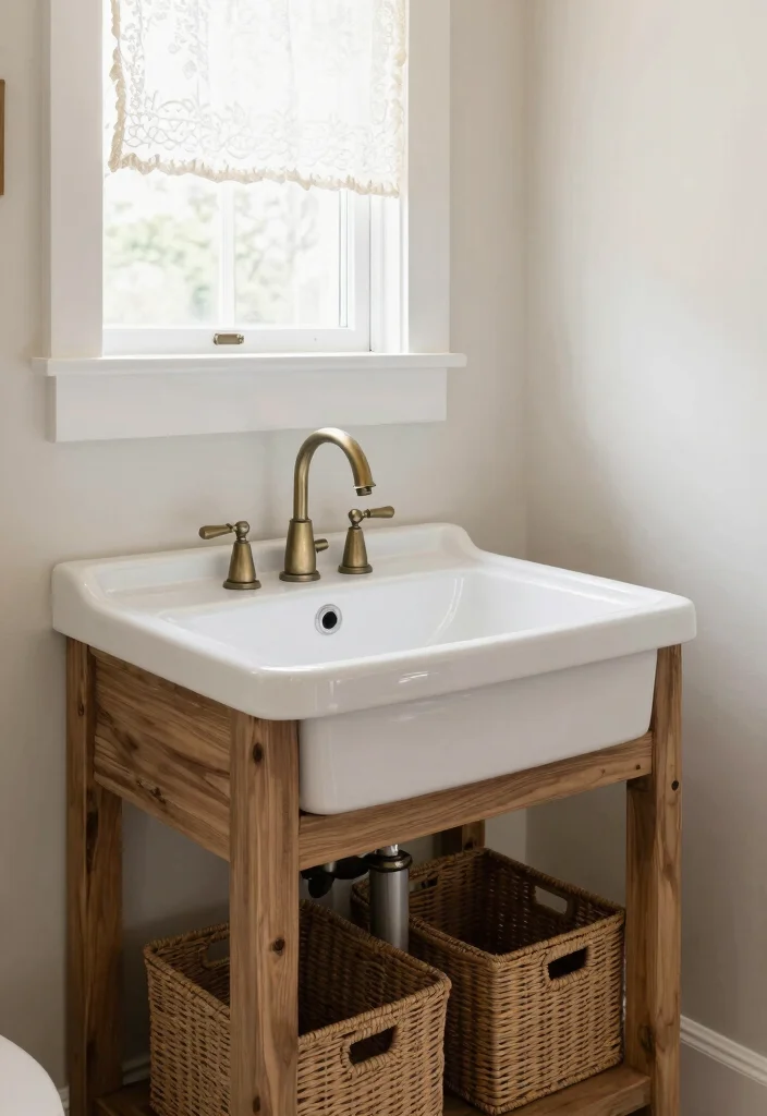 18 Modern Farmhouse Powder Room Ideas With Chic Details - 1. Farmhouse Sink Elegance 1
