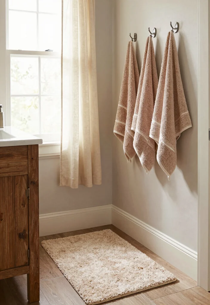 18 Modern Farmhouse Powder Room Ideas With Chic Details - 12. Cozy Textiles 1