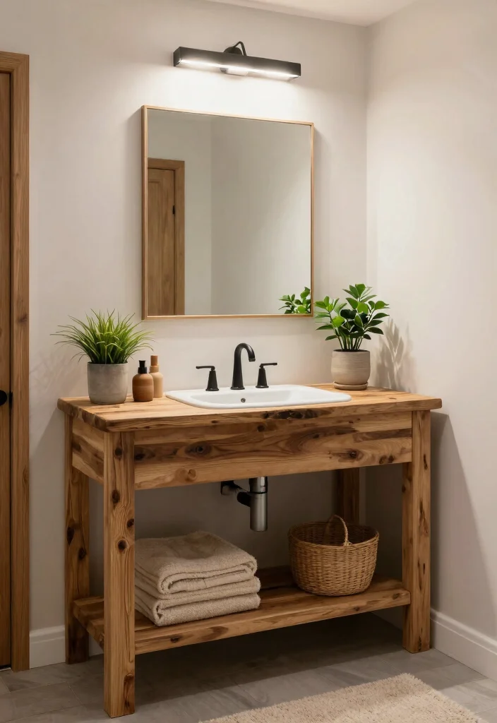 18 Modern Farmhouse Powder Room Ideas With Chic Details - 15. Sustainable Choices 1