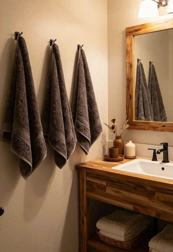 18 Modern Farmhouse Powder Room Ideas With Chic Details - 18. Warm Accents for Cozy Vibes 1