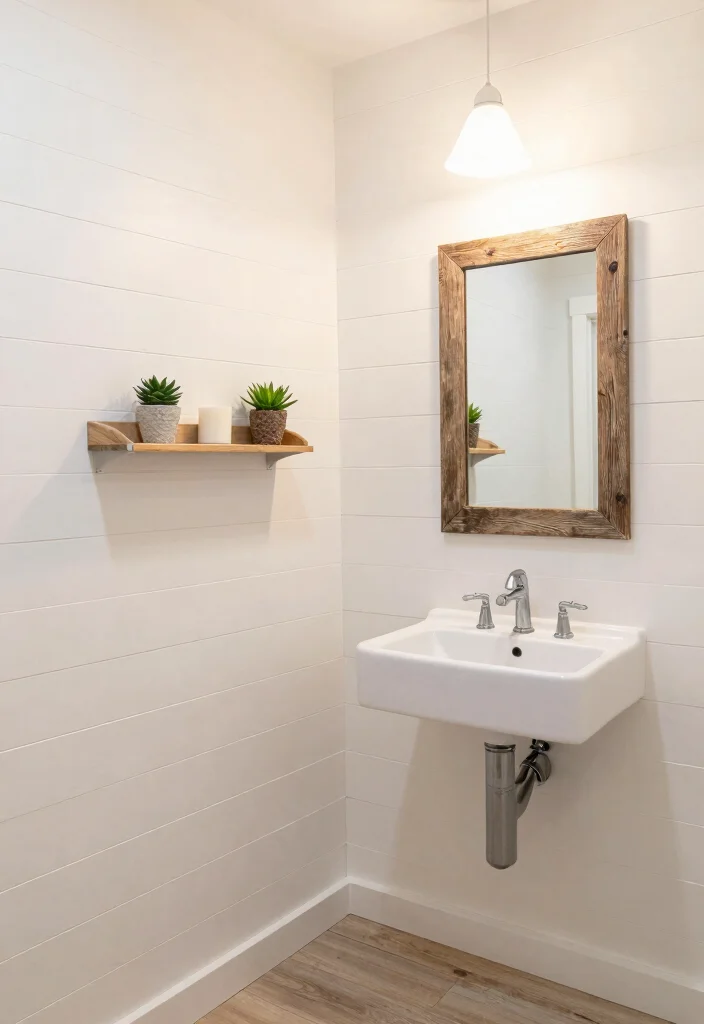 18 Modern Farmhouse Powder Room Ideas With Chic Details - 2. Shiplap Walls for Texture 1