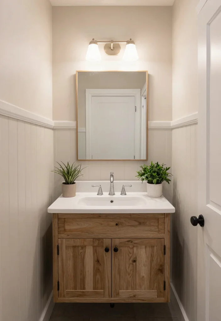 18 Modern Farmhouse Powder Room Ideas With Chic Details - 6. Neutral Color Palettes 1