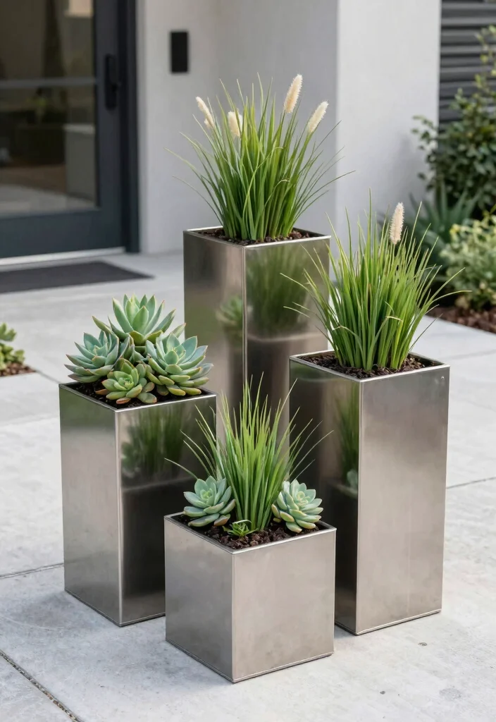 18 Planter Boxes Front Yard Ideas With Lush Layers 2 18 Planter Boxes Front Yard Ideas With Lush Layers - 2. Metal Planter Boxes for Industrial Charm 1