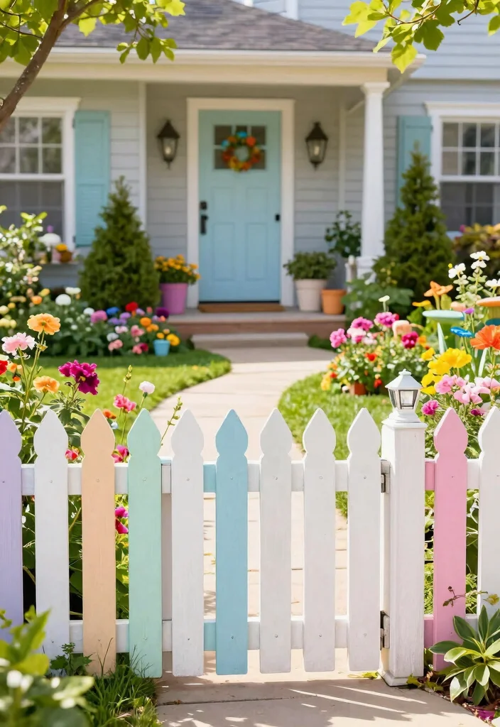 18 Small Fence Front Yard Ideas With Cute Boundaries - 1. Whimsical Picket Fence 1