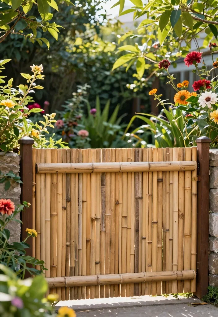 18 Small Fence Front Yard Ideas With Cute Boundaries - 10. Decorative Bamboo Fence 1