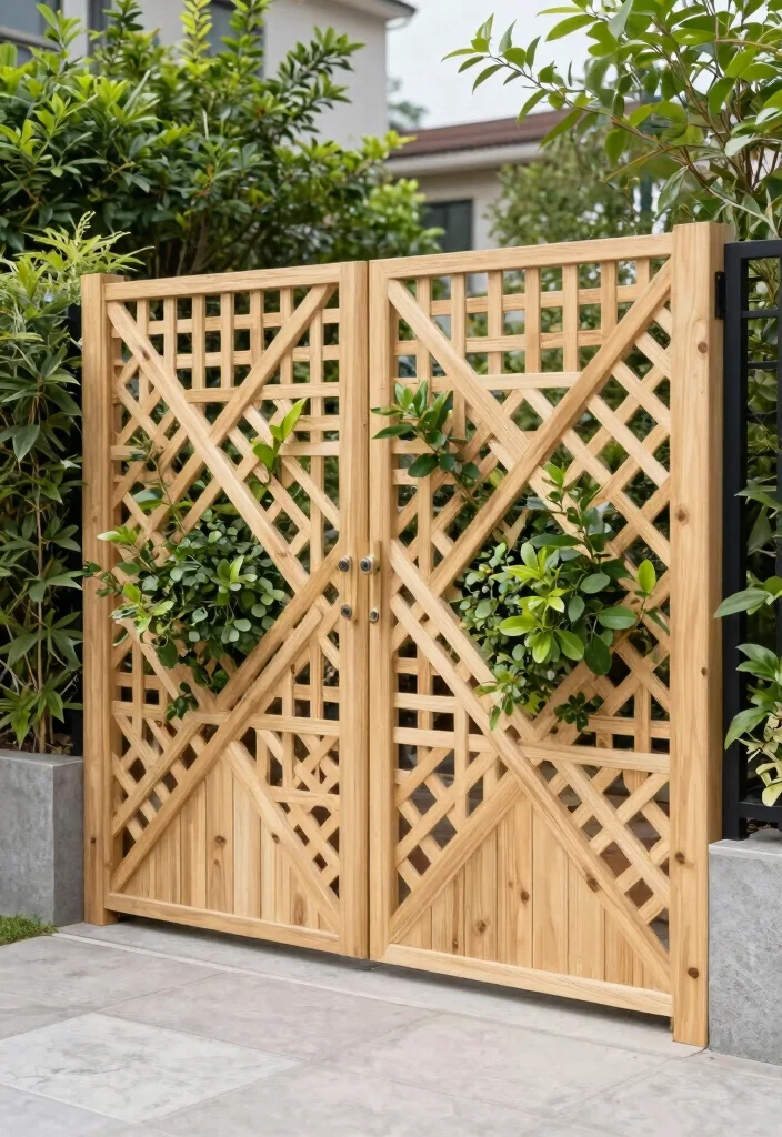 18 Small Fence Front Yard Ideas With Cute Boundaries - 12. Geometric Lattice Fence 1