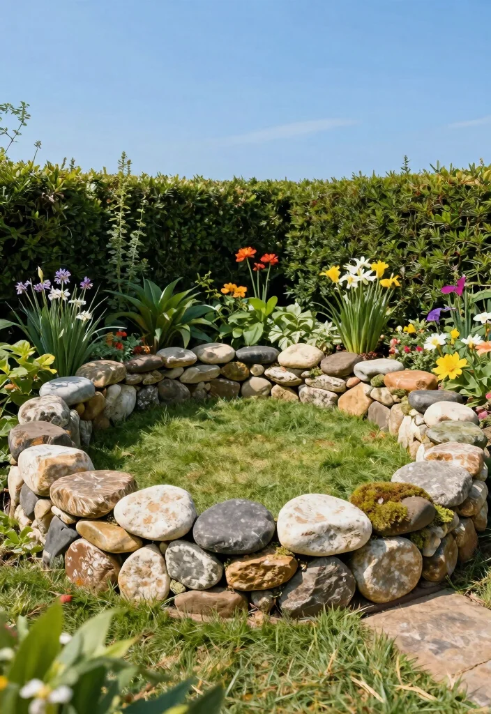 18 Small Fence Front Yard Ideas With Cute Boundaries - 13. Miniature Stone Hedge 1