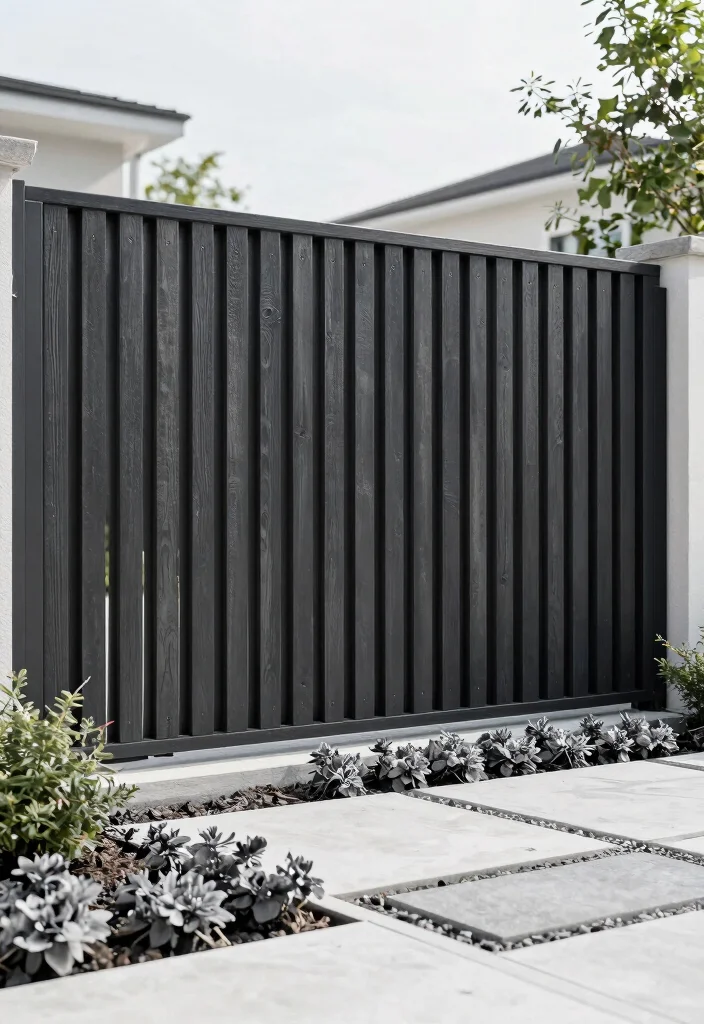 18 Small Fence Front Yard Ideas With Cute Boundaries - 8. Modern Minimalist Fence 1