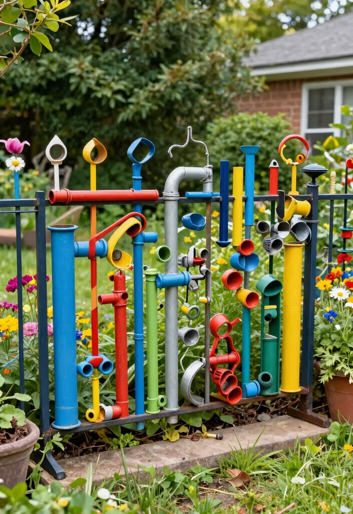 18 Small Fence Front Yard Ideas With Cute Boundaries - 9. Upcycled Metal Scrap Fence 1