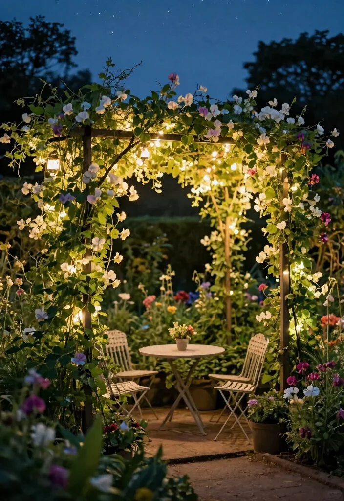 18 Sweet Pea Trellis Ideas With Romantic Garden Style - 15. Trellis with Built-in Lights 1