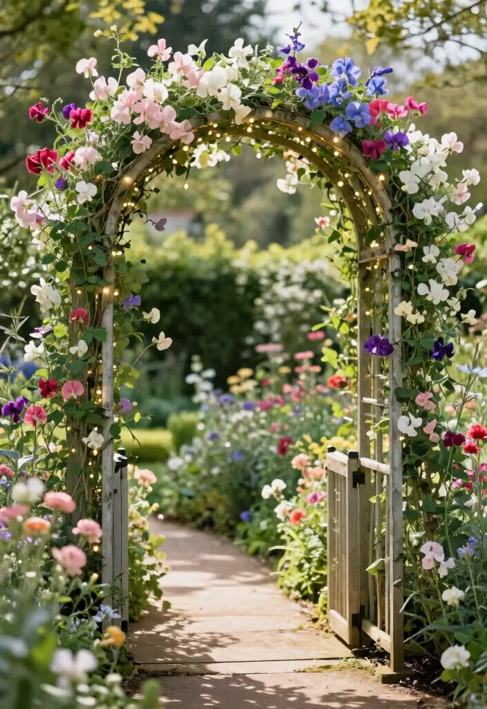 18 Sweet Pea Trellis Ideas With Romantic Garden Style - 3. Vintage Arch Trellis 1