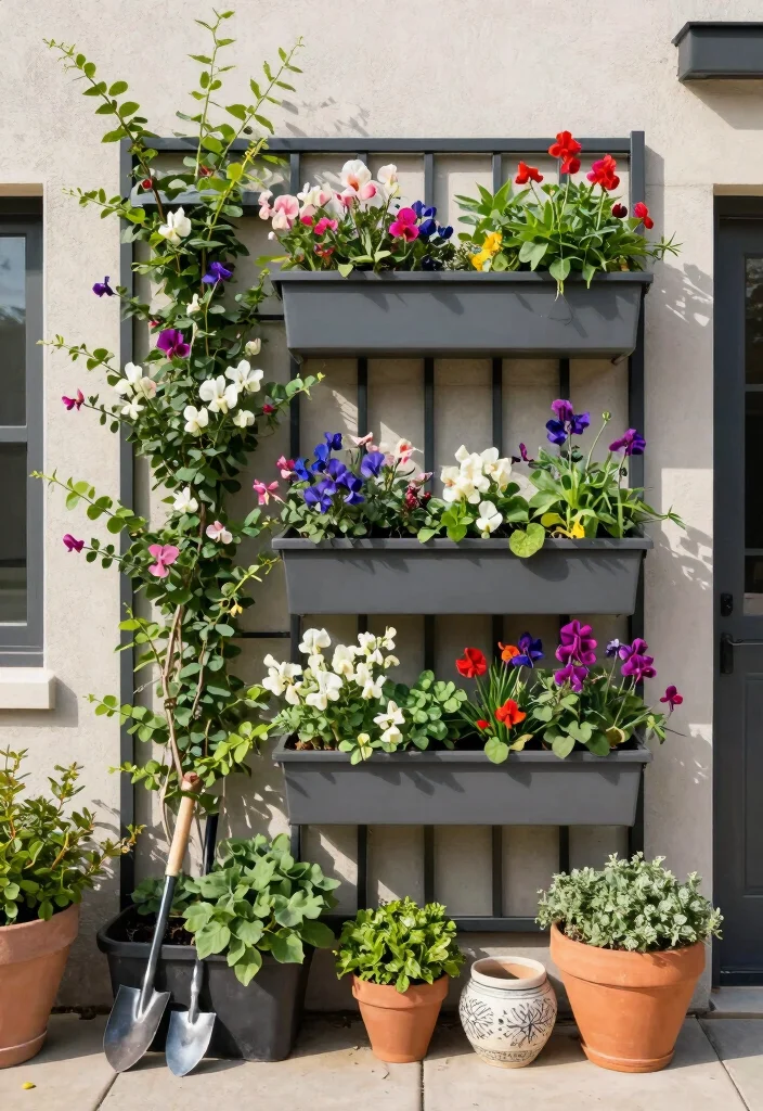 18 Sweet Pea Trellis Ideas With Romantic Garden Style - 4. Trellis Wall for Vertical Gardening 1